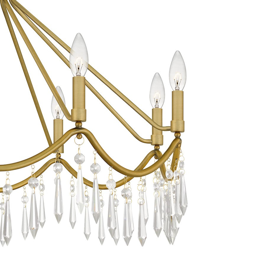 Airedale 8 Light Chandelier, Aged Brass