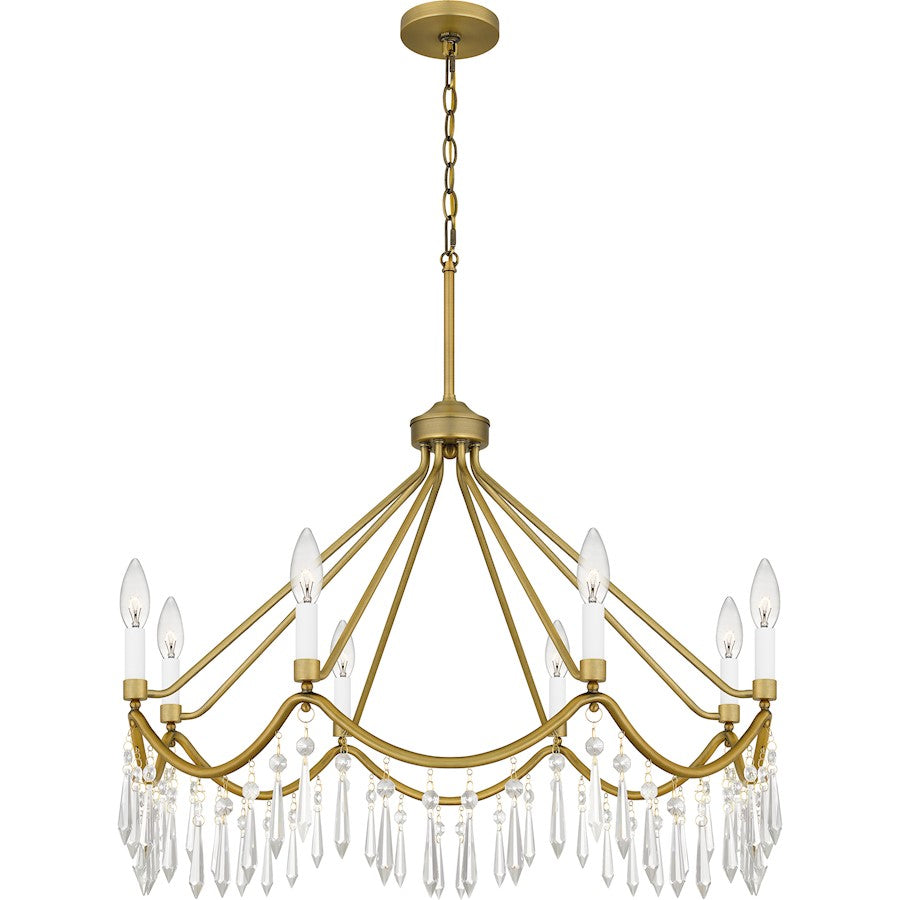 Airedale 8 Light Chandelier, Aged Brass