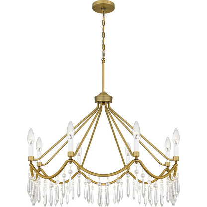 Airedale 8 Light Chandelier, Aged Brass