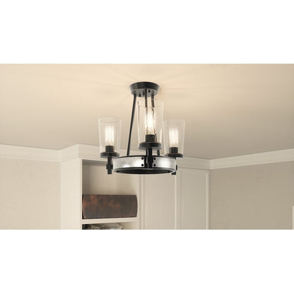 Alpine 3 Light Semi-Flush Mount, Earth Black/Clear Seeded