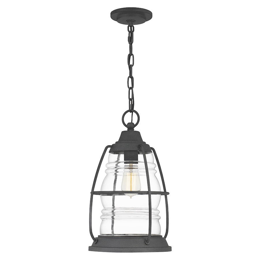 Quoizel Admiral 1 Light 16" Mini Pendant, Mottled Black/Clear - AMR1510MB