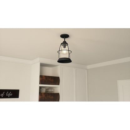 Admiral 1 Light Semi-Flush Mount, Mottled Black/Clear