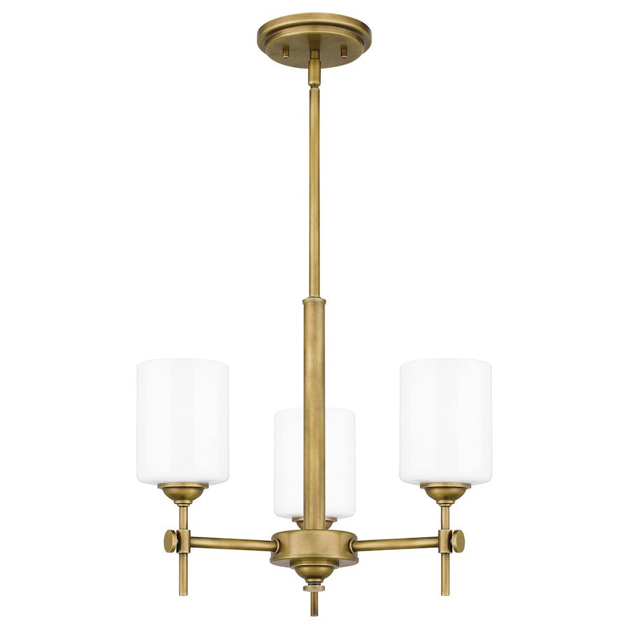 Quoizel Aria 3 Light Pendant, Weathered Brass/Opal - ARI2817WS