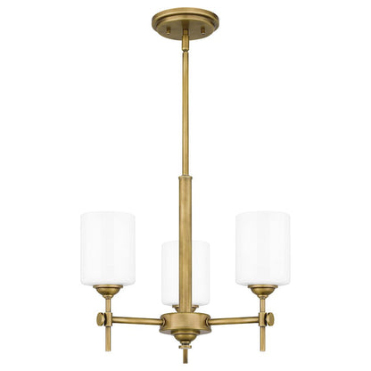 Quoizel Aria 3 Light Pendant, Weathered Brass/Opal - ARI2817WS