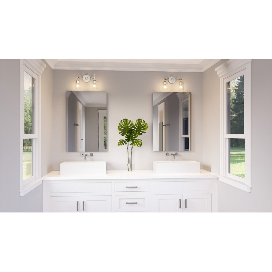 Aria 2 Light Bath Vanity, Brushed Nickel/Clear