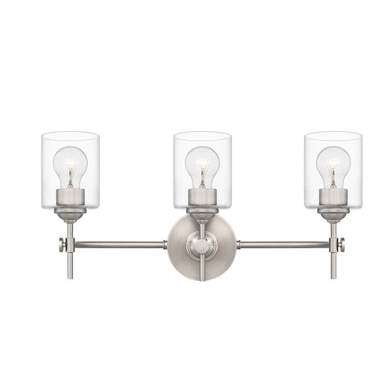 Aria 3 Light Bath Vanity, Brushed Nickel/Clear