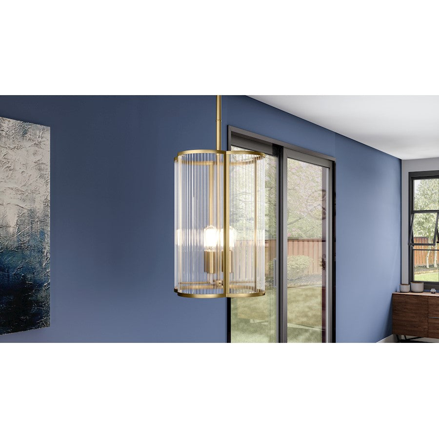 Aster 4 Light Mini Pendant, Clear Ribbed