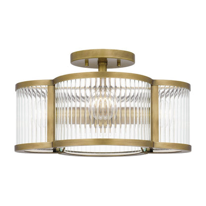 Aster 4 Light Semi-Flush Mount, Clear Ribbed