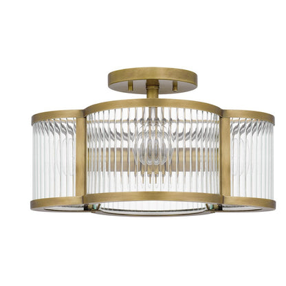 Aster 4 Light Semi-Flush Mount, Clear Ribbed