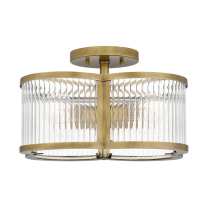 Aster 4 Light Semi-Flush Mount, Clear Ribbed