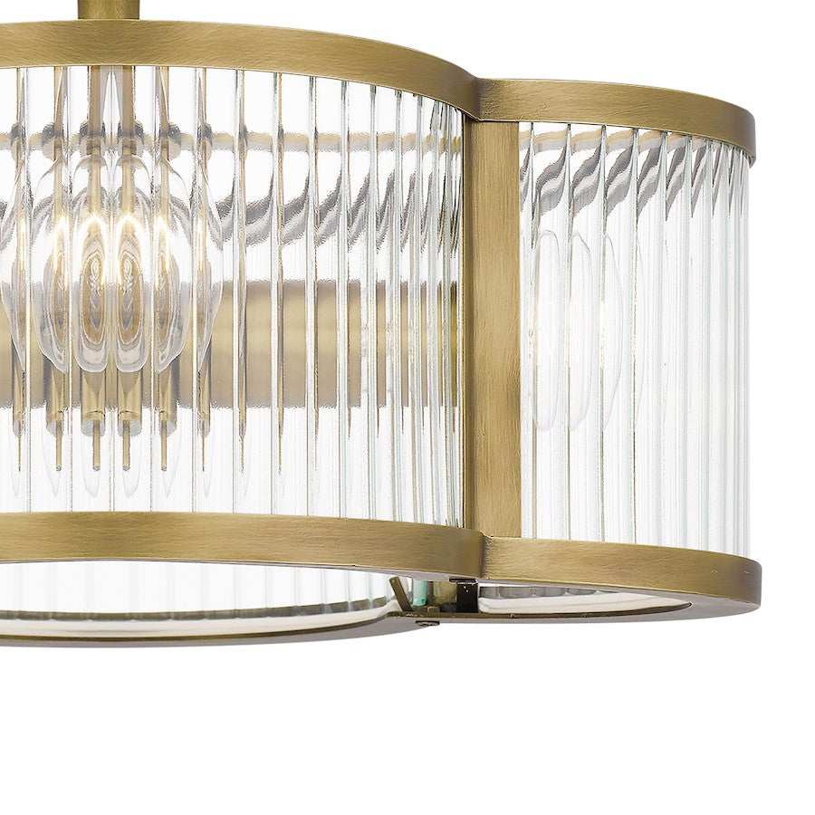 Aster 4 Light Semi-Flush Mount, Clear Ribbed