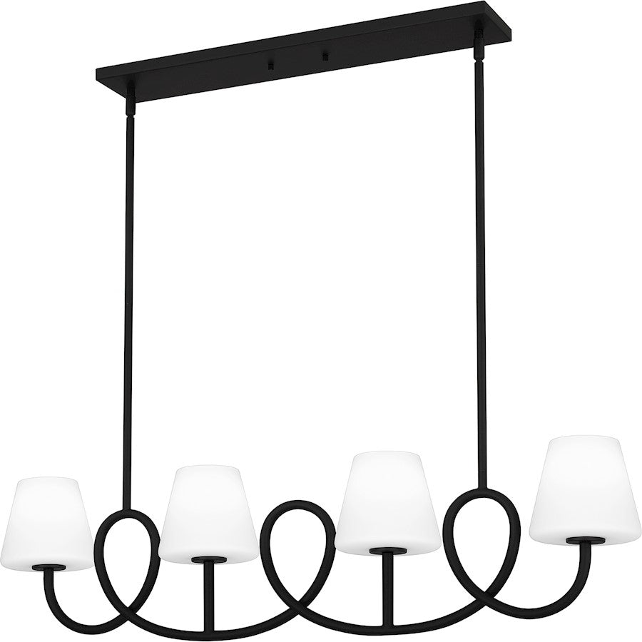 Quoizel Atkins 4 Light Island Light, Matte Black/Opal Etched - ATK440MBK