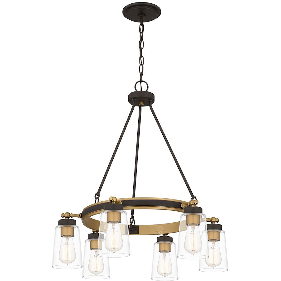 Atwood 6 Light Chandelier, Old Bronze/Clear