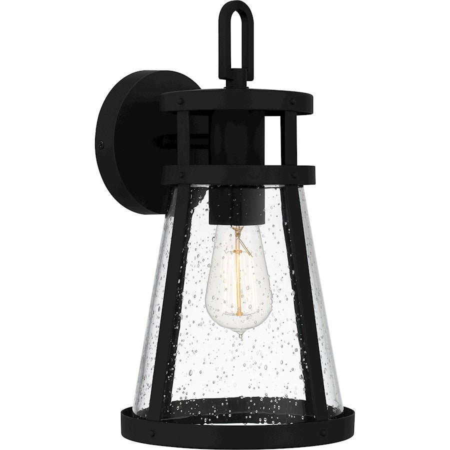 Quoizel Barber 1 Light 15" Outdoor Lantern, Matte Black/Clear Seedy - BAB8408MBK