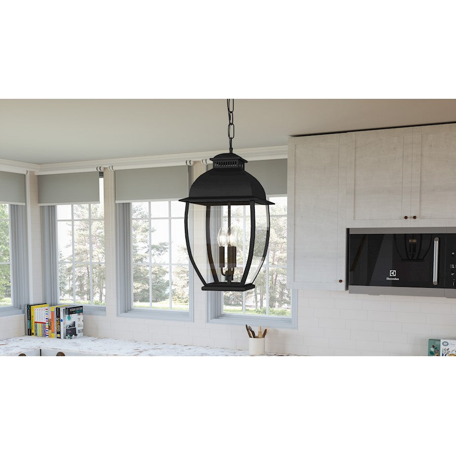 Quoizel Bain 3 Light Mini Pendant, Mystic Black/Clear Beveled - BAN1511K