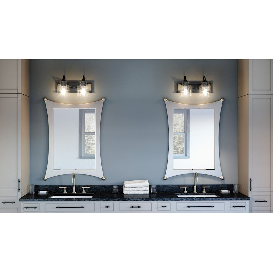 Bartley 2 Light Bath Vanity, Clear Seeded