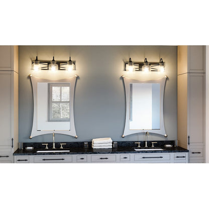 Quoizel Bartley 3 Light Bath Vanity, Brushed Nickel/Clear Seeded - BART8624BN