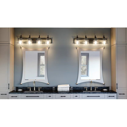 Quoizel Bartley 4 Light Bath Vanity, Brushed Nickel/Clear Seeded - BART8632BN