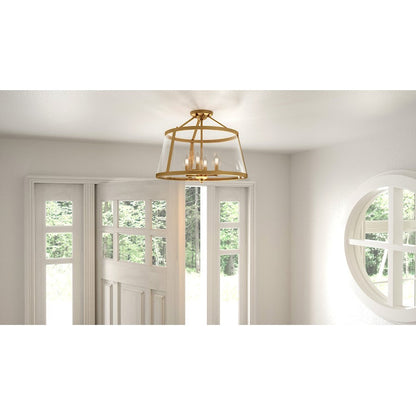 Barlow 4 Light Semi-Flush Mount, Weathered Brass