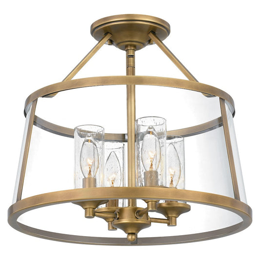 Barlow 4 Light Semi-Flush Mount, Weathered Brass