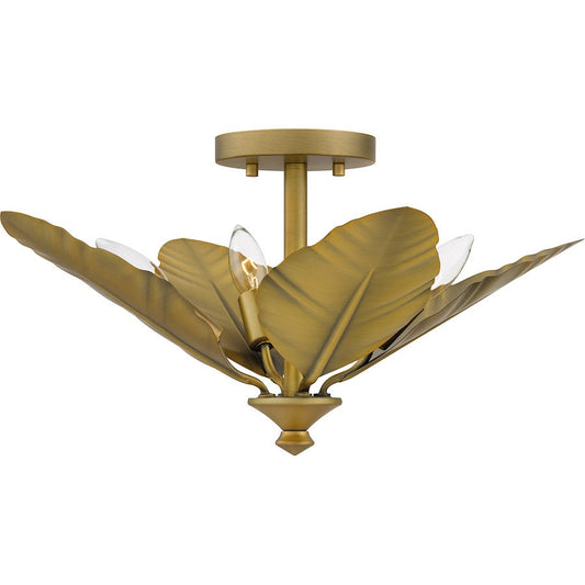 Bayley 4 Light Semi-Flush Mount, Aged Brass