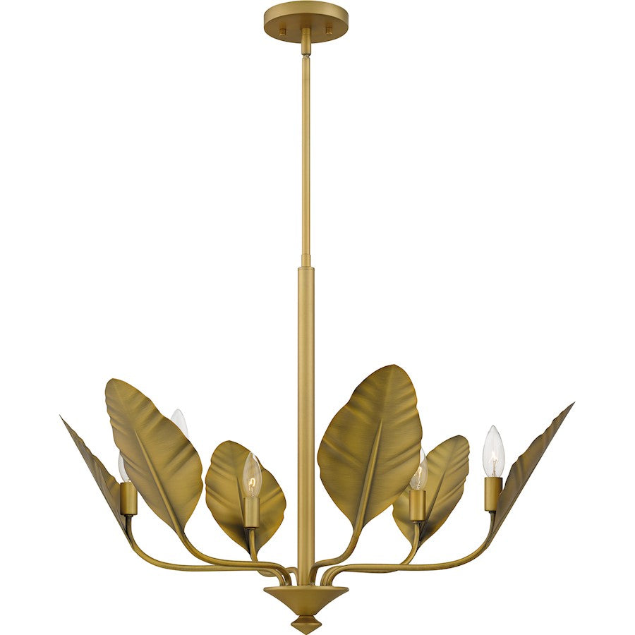 Bayley 6 Light Chandelier, Aged Brass