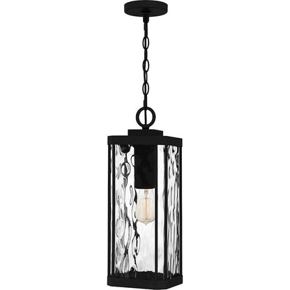 Balchier 1 Light 7" Outdoor Lantern, Black/Clear Hammered