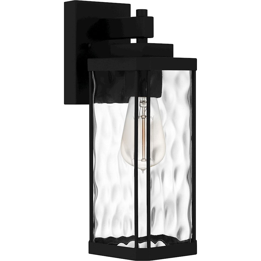 Balchier 1 Light Outdoor Lantern, Black/Clear Hammered