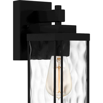 Balchier 1 Light Outdoor Lantern, Black/Clear Hammered