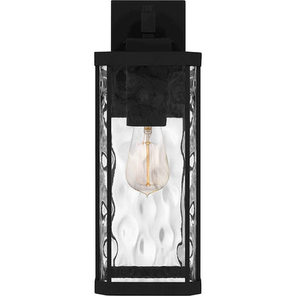 Balchier 1 Light Outdoor Lantern, Black/Clear Hammered