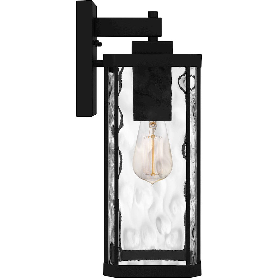 Balchier 1 Light Outdoor Lantern, Black/Clear Hammered