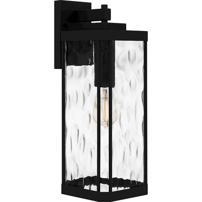 Balchier 1 Light Outdoor Lantern, Black/Clear Hammered