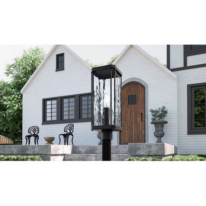 Balchier 1 Light 20" Outdoor Lantern, Black/Clear Hammered