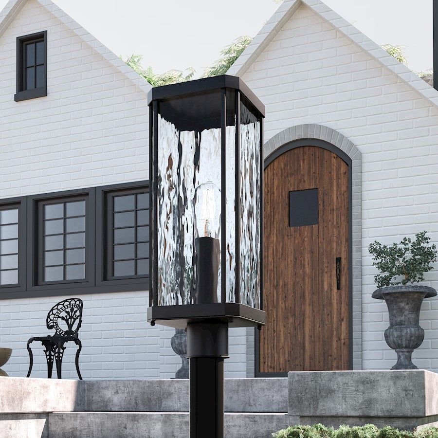 Balchier 1 Light 20" Outdoor Lantern, Black/Clear Hammered