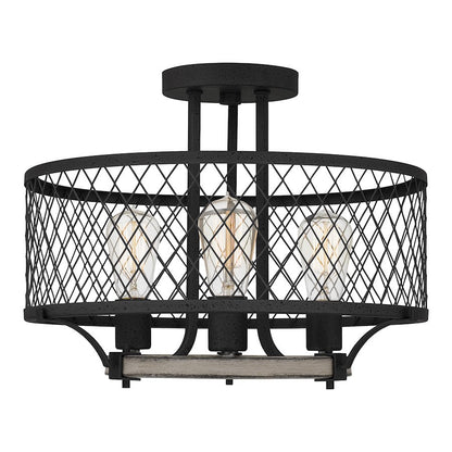 Benton 3 Light Semi-Flush Mount, Distressed Iron