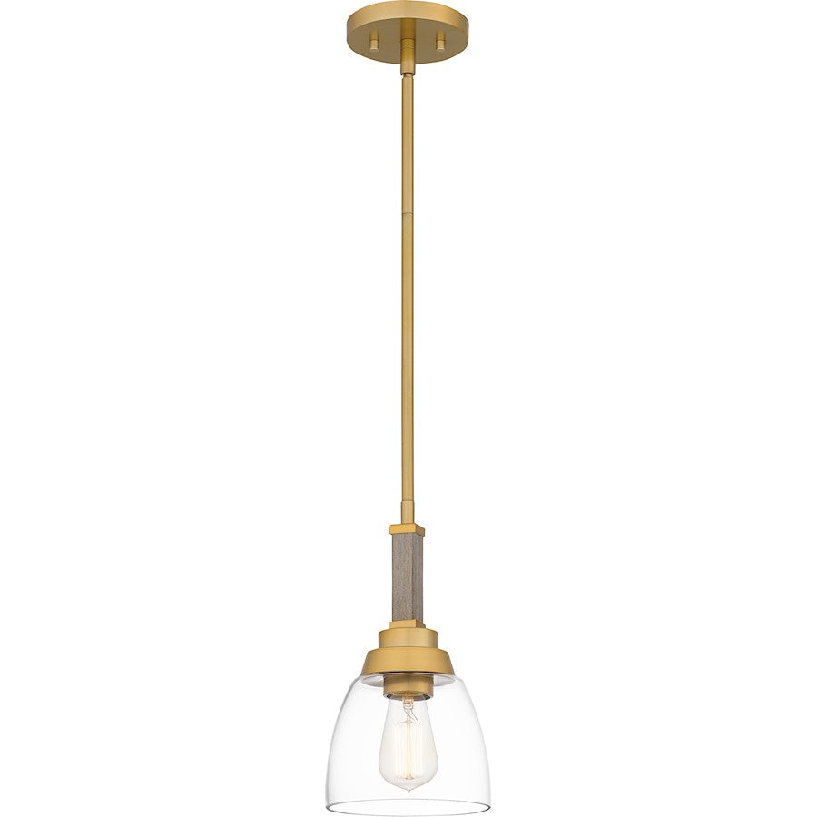 Burkett 1 Light Mini Pendant, Light Gold/Clear