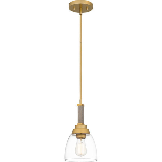 Burkett 1 Light Mini Pendant, Light Gold/Clear