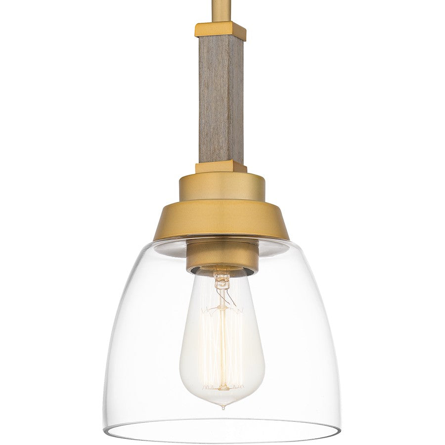 Burkett 1 Light Mini Pendant, Light Gold/Clear