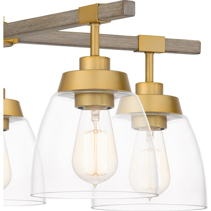 Burkett 5 Light Chandelier, Light Gold/Clear