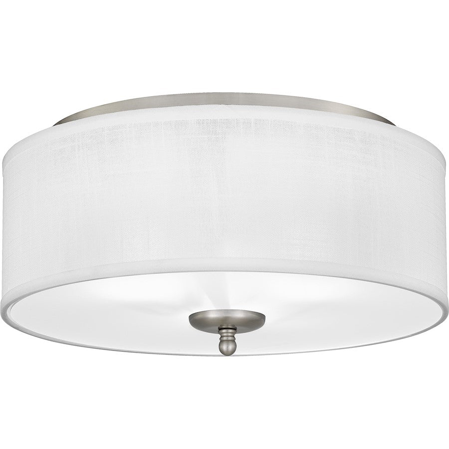 Quoizel Blanche 3 Light Flush Mount, Brushed Nickel/White - BLA1616BN