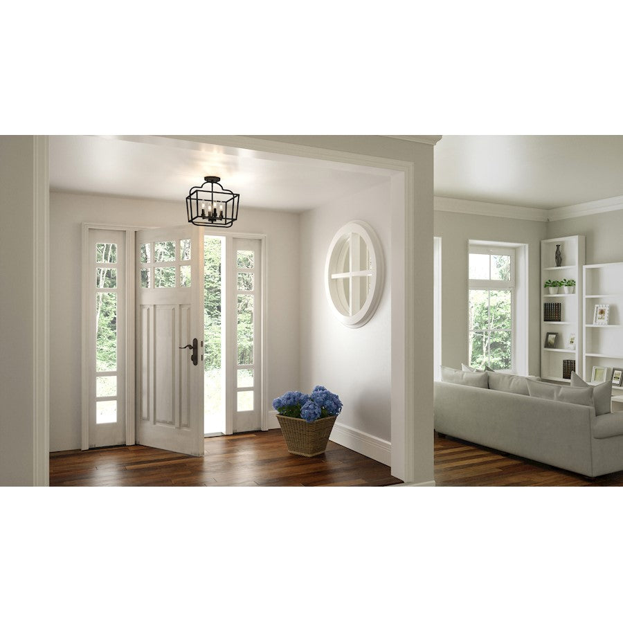 Quoizel Blanche 4 Light Semi-Flush Mount, Matte Black - BLA1714MBK