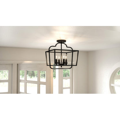 Blanche 4 Light Semi-Flush Mount, Matte Black