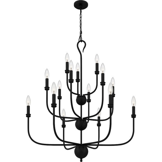 Blanche 15 Light Chandelier, Matte Black