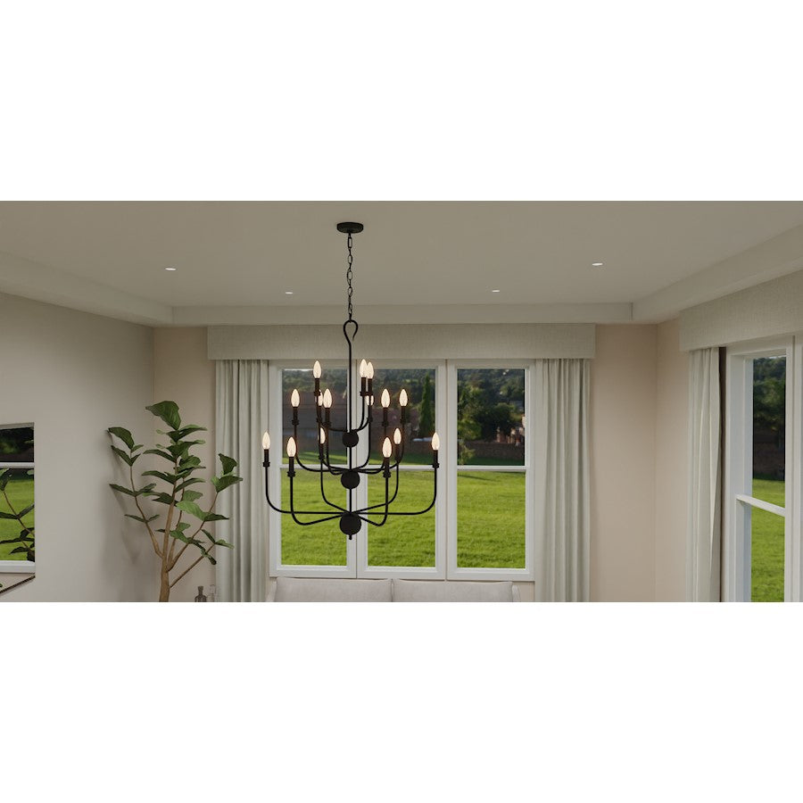 Blanche 15 Light Chandelier, Matte Black