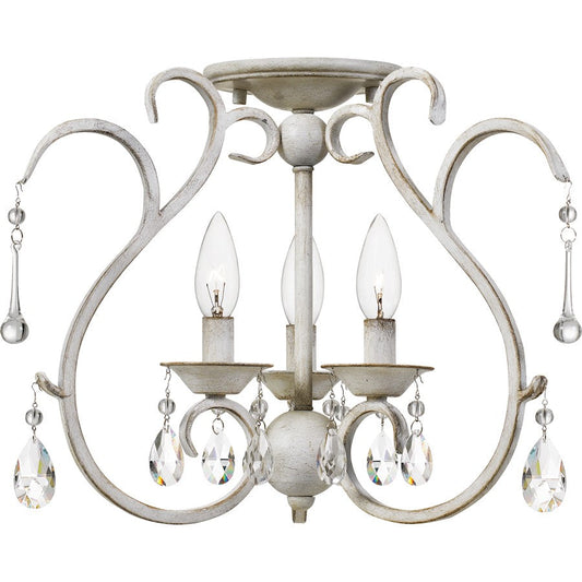 Blanca 3 Light Semi-Flush Mount, Antique White