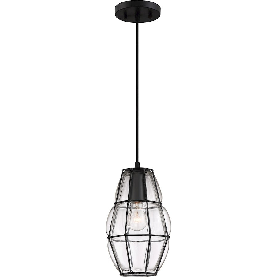 Quoizel Blythe 1 Light Mini Pendant, Earth Black/Clear Glass - BLH1508EK