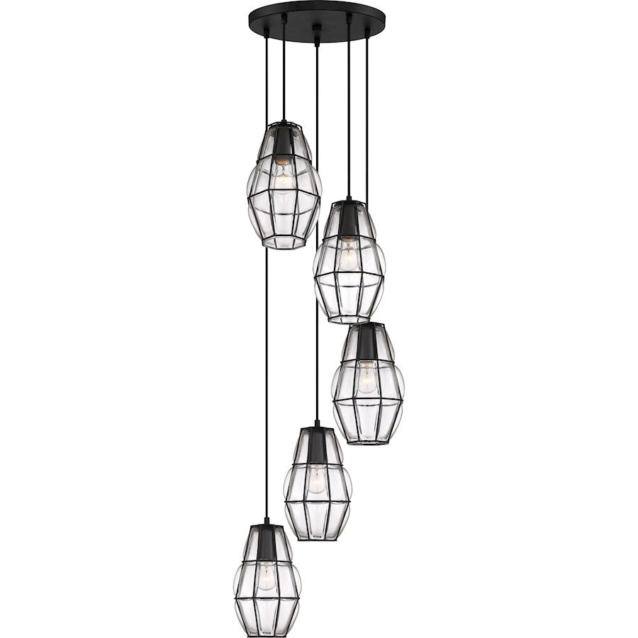 Quoizel Blythe 5 Light Pendant, Earth Black/Clear Glass - BLH2705EK