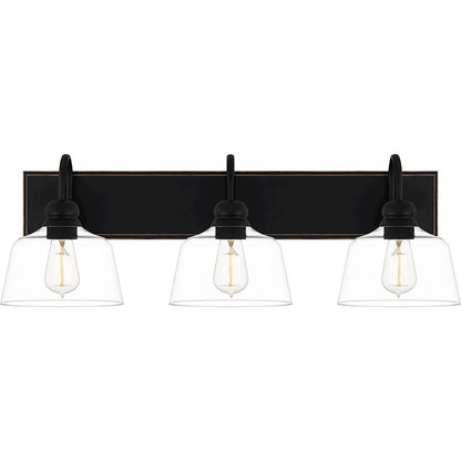 Blanton 3 Light Bath Light, Matte Black/Clear