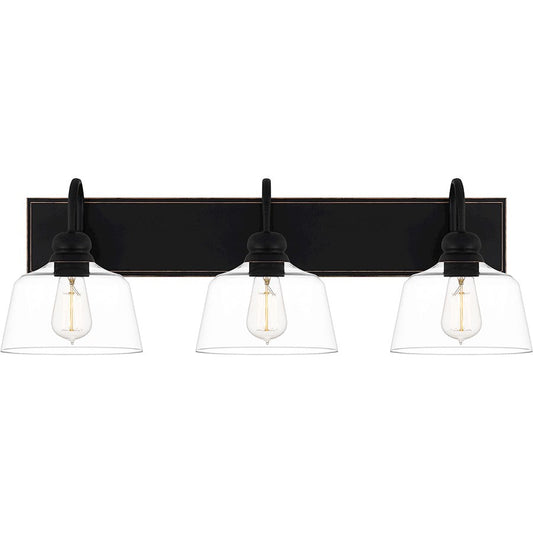 Blanton 3 Light Bath Light, Matte Black/Clear