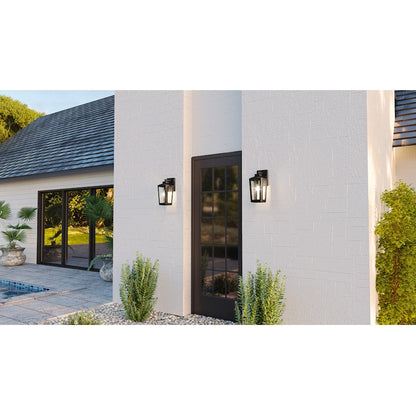 Blomfield 1 Light Outdoor Lantern, Matte Black/Beveled